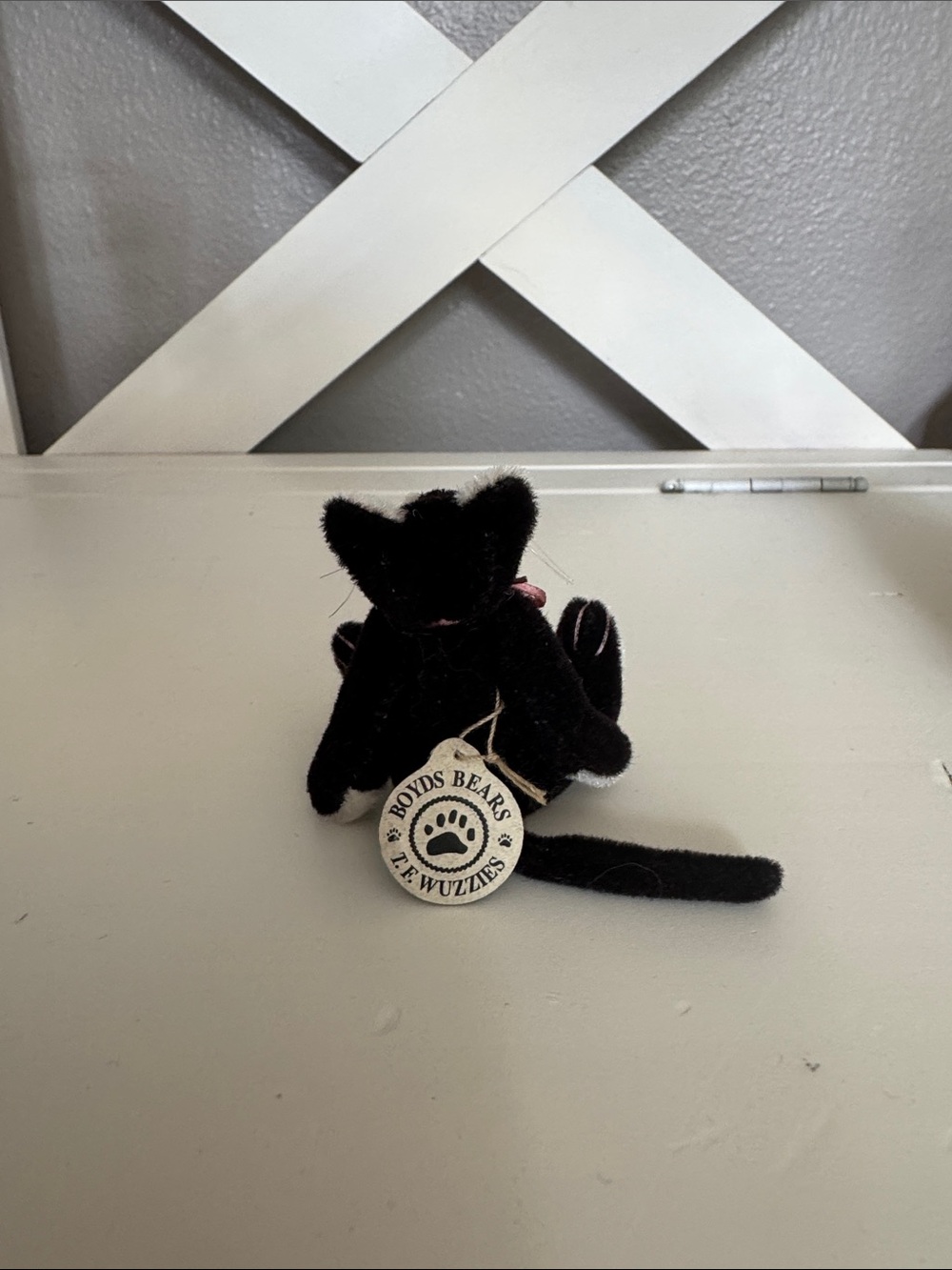 Vintage Boyds Bears Black & White Cat Pair with Pink Bows - Picture 7 of 8